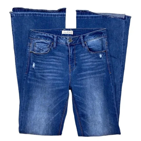 Anthropologie Unpublished Jeans. Mid rise, distressed flare jeans. Size 27. - Picture 1 of 5